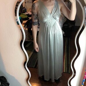 Gorgeous 70s Vanity Fair maxi dress with lace detailing and V-neckline